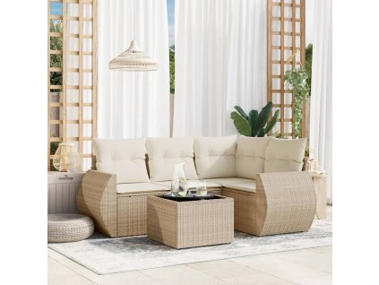 vidaXL 5-dielna záhradná súprava pohoviek s vankúšmi béžová polyratan