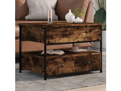 vidaXL Konferenčný stolík dymový dub 70x50x50 cm kompozit. drevo a kov