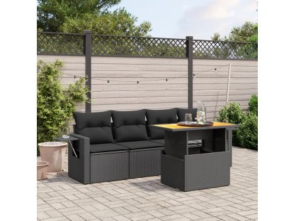 vidaXL 5-dielna záhradná súprava pohoviek s vankúšmi čierna polyratan