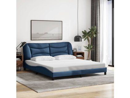 vidaXL Posteľ bez matraca modrý 180x200 cm látka
