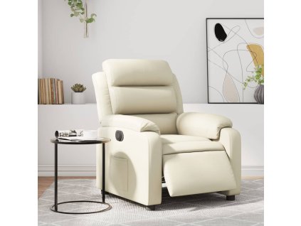 vidaXL Elektrické sklápacie kreslo krémové umelá koža