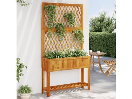 vidaXL Kvetináč s mriežkou a policou 100x32x185 cm akáciový masív