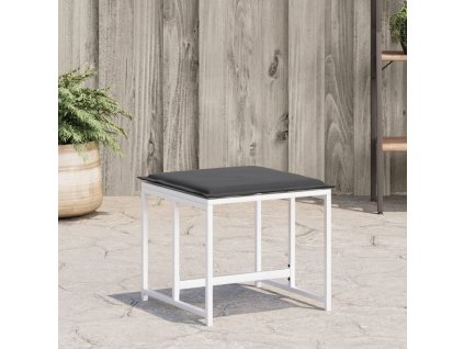 vidaXL Záhradné stoličky s vankúšmi 4 ks biele oceľ a textilén