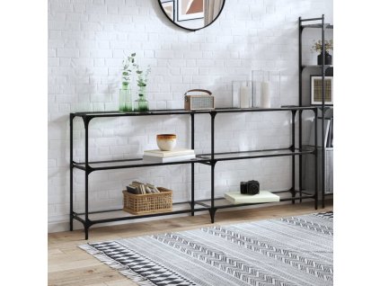 vidaXL Konzolový stolík priehľadná sklenená doska 194,5x30x81 cm oceľ