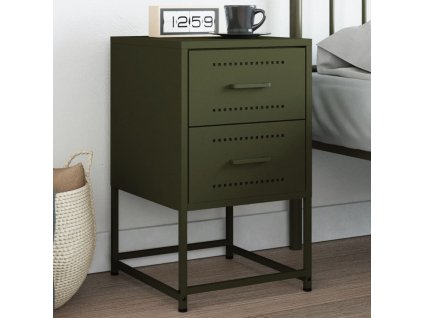 vidaXL Nočný stolík olivovozelený 36x39x60,5 cm oceľ