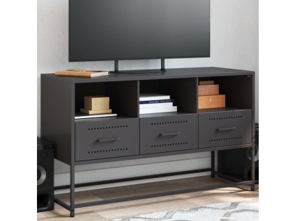 vidaXL TV skrinka čierna 100,5x39x60,5 cm oceľ