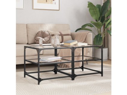 vidaXL Konferenčné stolíky priehľ. sklenená doska 2 ks 50x50x45cm oceľ