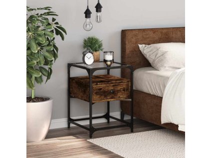 vidaXL Nočný stolík dymový dub 40x40x55 cm kompozitné drevo