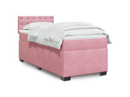 vidaXL Posteľný rám boxsping s matracom ružový 100x200 cm zamat