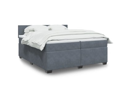 vidaXL Posteľný rám boxspring s matracom tmavosivý 200x200 cm zamat