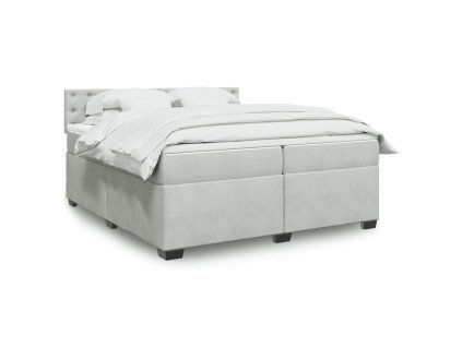 vidaXL Posteľný rám boxsping s matracom bledosivý 200x200 cm zamat