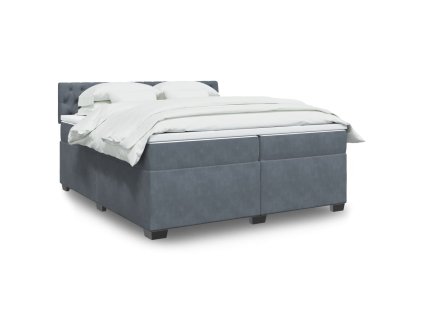 vidaXL Posteľný rám boxspring s matracom tmavosivý 200x200 cm zamat