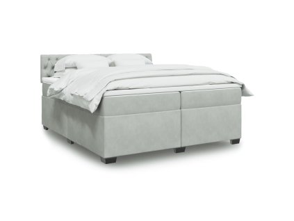 vidaXL Posteľný rám boxsping s matracom bledosivý 200x200 cm zamat