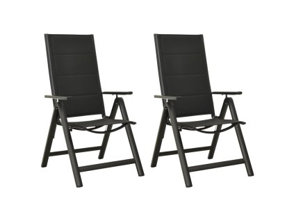 vidaXL Skladacie záhradné stoličky 2 ks textilén a hliník čierne