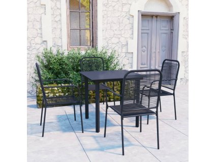 vidaXL 5-dielna záhradná jedálenská súprava čierna sklo a oceľ