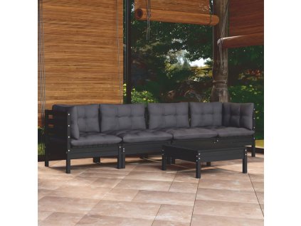 vidaXL 5-dielna záhradná súprava s vankúšmi borovicový masív