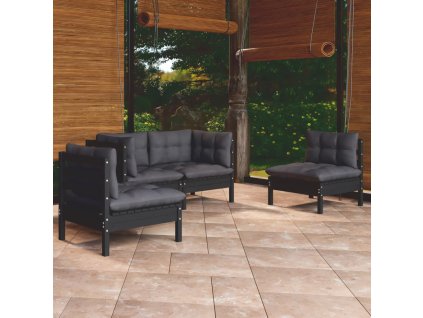 vidaXL 4-dielna záhradná súprava s vankúšmi borovicový masív