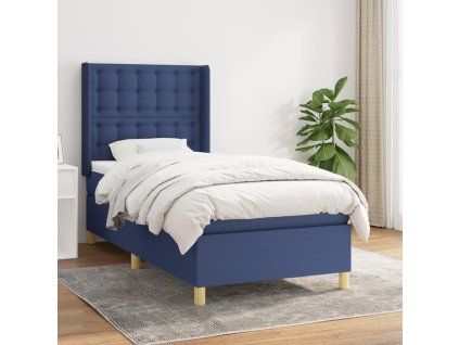 vidaXL Posteľný rám boxspring s matracom modrý 90x190 cm látka