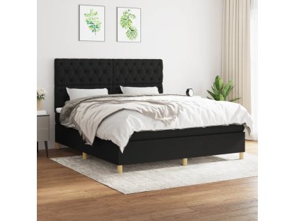 vidaXL Posteľný rám boxspring s matracom čierny 160x200 cm látka