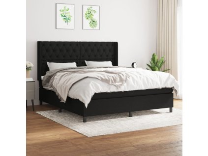 vidaXL Posteľný rám boxspring s matracom čierny 160x200 cm látka