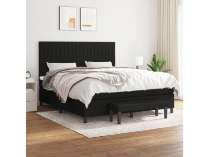 vidaXL Posteľný rám boxspring s matracom čierny 160x200 cm látka