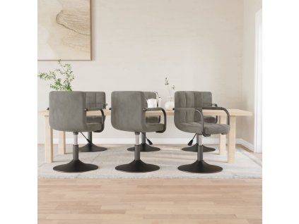 vidaXL Otočné jedálenské stoličky 6 ks bledosivé zamatové