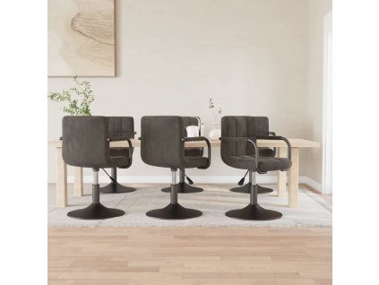 vidaXL Otočné jedálenské stoličky 6 ks tmavošedé zamat