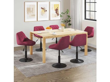 vidaXL Otočné jedálenské stoličky 6 ks vínovo-červené zamat