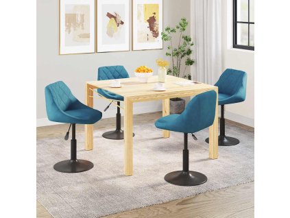 vidaXL Otočné jedálenské stoličky 4 ks modré zamatové