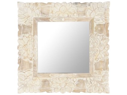 vidaXL Zrkadlo biele 50x50 cm masívne mangovníkové drevo