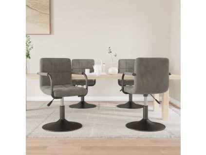 vidaXL Otočné jedálenské stoličky 4 ks bledosivé zamatové