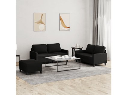 vidaXL 3-dielna sedacia súprava s vankúšmi čierna látka