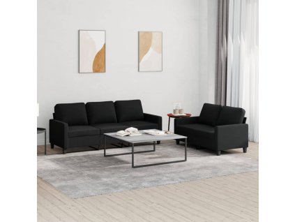 vidaXL 2-dielna sedacia súprava s vankúšmi čierna látka