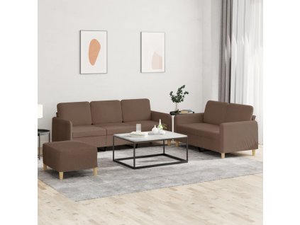 vidaXL 3-dielna sedacia súprava s vankúšmi hnedá látka