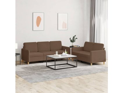 vidaXL 2-dielna sedacia súprava s vankúšmi hnedá látka
