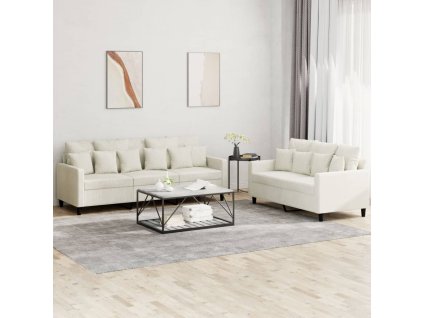 vidaXL 2-dielna sedacia súprava s vankúšmi krémová zamat