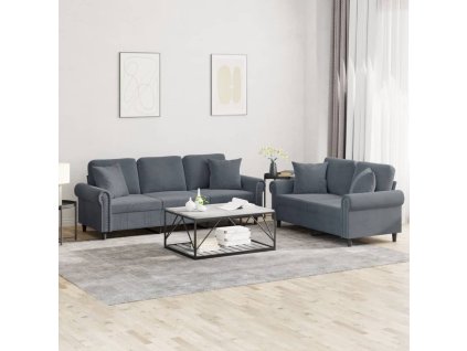 vidaXL 2-dielna sedacia súprava s vankúšmi bledosivá zamat