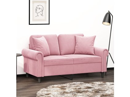 vidaXL 2-miestna pohovka s vankúšmi ružová 120 cm zamat