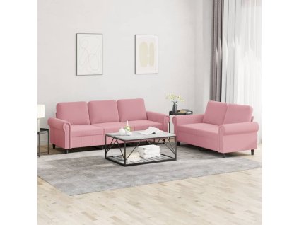 vidaXL 2-dielna sedacia súprava s vankúšmi ružová zamat