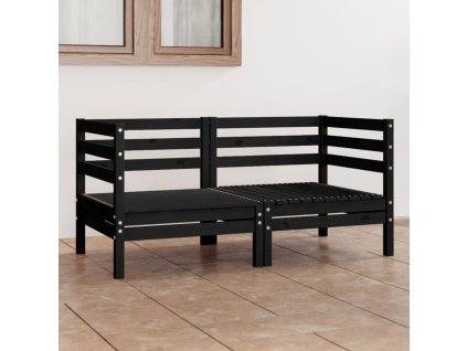 vidaXL Záhradná 2-miestna pohovka čierna masívna borovica