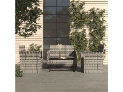 vidaXL4-dielna záhradná sedacia súprava s podložkami polyratan sivá