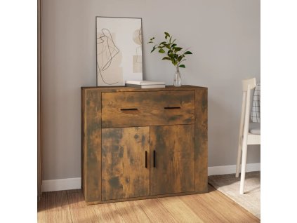 vidaXL Komoda dymový dub 80x33x70 cm spracované drevo