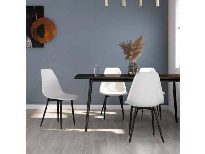 vidaXL Jedálenské stoličky 4 ks biele PP