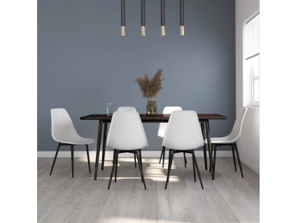 vidaXL Jedálenské stoličky 6 ks biele PP