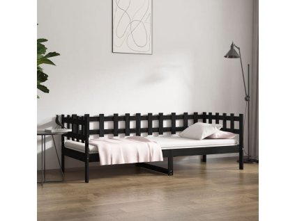vidaXL Denná posteľ čierna 90x200 cm borovicový masív