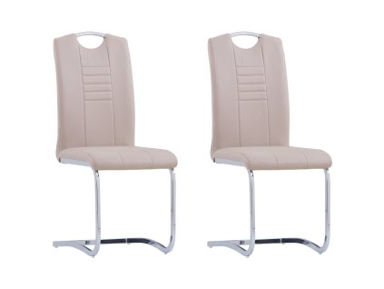 vidaXL Jedálenské stoličky, perová kostra 2 ks, kapučínové, umelá koža