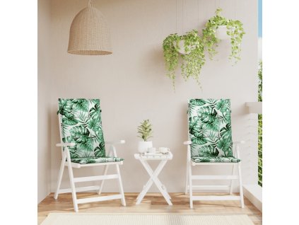 vidaXL Vankúše na vysoké stoličky 2 ks vzor listov látka