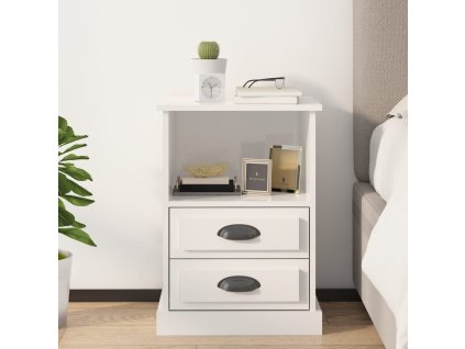 vidaXL Nočný stolík lesklý biely 43x36x60 cm