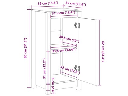 vidaXL Komoda 39x35x80 cm borovicový masív