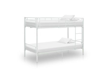 vidaXL Poschodová posteľ biela kovová 90x200 cm